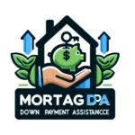 DALL·E 2024-04-24 16.58.04 - Design a logo for a Mortgage Down Payment Assistance (DPA) program that prominently includes the text 'Mortgage DPA'. Incorporate financial support sy